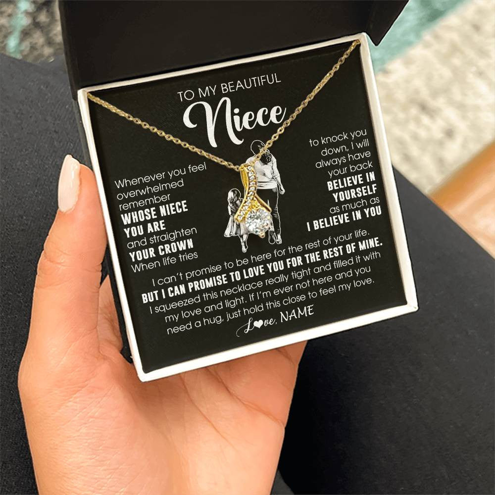Alluring Beauty Necklace 18K Yellow Gold Finish | 2 | Personalized To My Beautiful Niece Necklace From Aunt Believe In Yourself Niece Birthday Gifts Jewelry Graduation Christmas Customized Message Card | siriusteestore