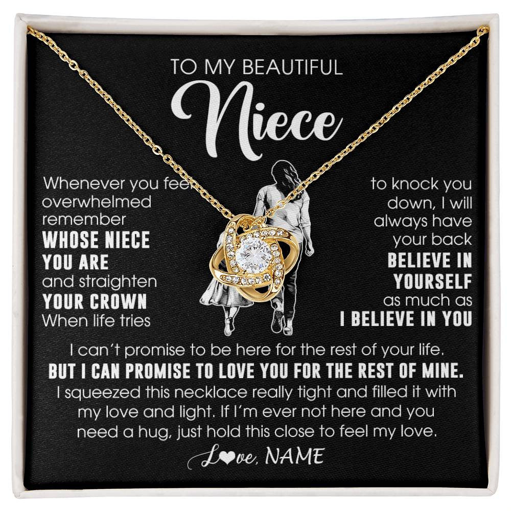 Love Knot Necklace 18K Yellow Gold Finish | 1 | Personalized To My Beautiful Niece Necklace From Aunt Believe In Yourself Niece Birthday Gifts Jewelry Graduation Christmas Customized Message Card | siriusteestore