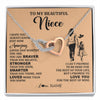 Interlocking Hearts Necklace Stainless Steel & Rose Gold Finish | 1 | Personalized To My Beautiful Niece Necklace From Aunt Promise To Love You Niece Birthday Valentines Day Graduation Christmas Customized Gift Box Message Card | siriusteestore