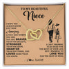 Interlocking Hearts Necklace 18K Yellow Gold Finish | 1 | Personalized To My Beautiful Niece Necklace From Aunt Promise To Love You Niece Birthday Valentines Day Graduation Christmas Customized Gift Box Message Card | siriusteestore
