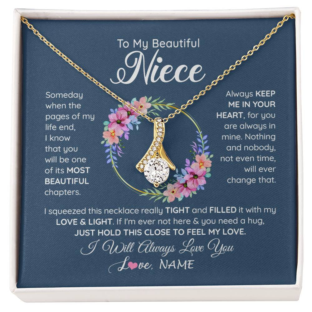 Alluring Beauty Necklace 18K Yellow Gold Finish | 1 | Personalized To My Beautiful Niece Necklace From Aunt Someday Someday When The Pages Niece Birthday Graduation Christmas Customized Gift Box Message Card | siriusteestore