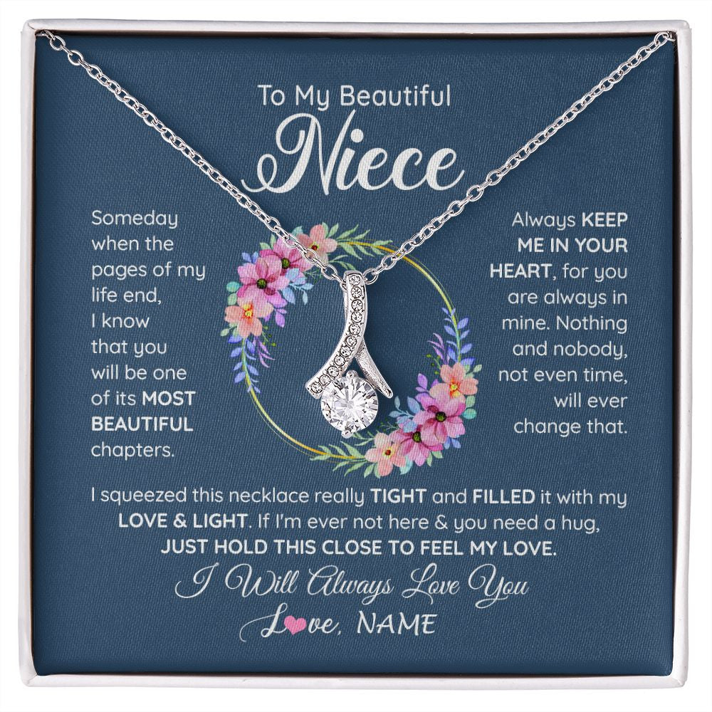 Alluring Beauty Necklace | Personalized To My Beautiful Niece Necklace From Aunt Someday Someday When The Pages Niece Birthday Graduation Christmas Customized Gift Box Message Card | siriusteestore
