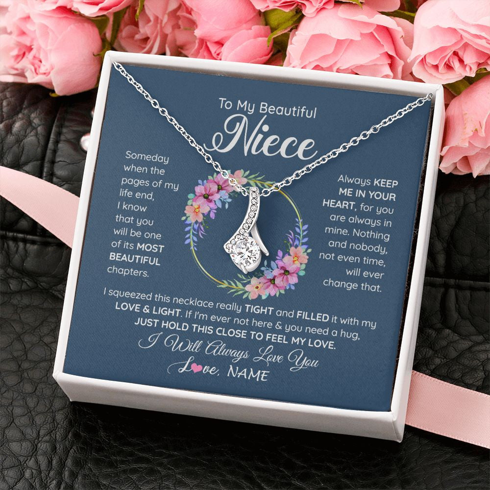 Alluring Beauty Necklace | Personalized To My Beautiful Niece Necklace From Aunt Someday Someday When The Pages Niece Birthday Graduation Christmas Customized Gift Box Message Card | siriusteestore