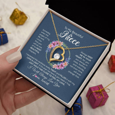 Forever Love Necklace 18K Yellow Gold Finish | 2 | Personalized To My Beautiful Niece Necklace From Aunt Someday Someday When The Pages Niece Birthday Graduation Christmas Customized Gift Box Message Card | siriusteestore