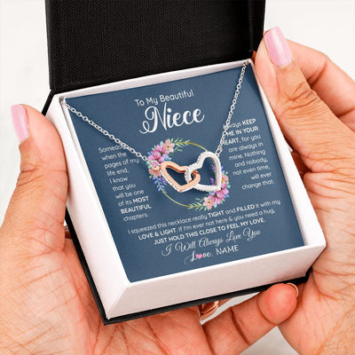 Interlocking Hearts Necklace | Personalized To My Beautiful Niece Necklace From Aunt Someday Someday When The Pages Niece Birthday Graduation Christmas Customized Gift Box Message Card | siriusteestore
