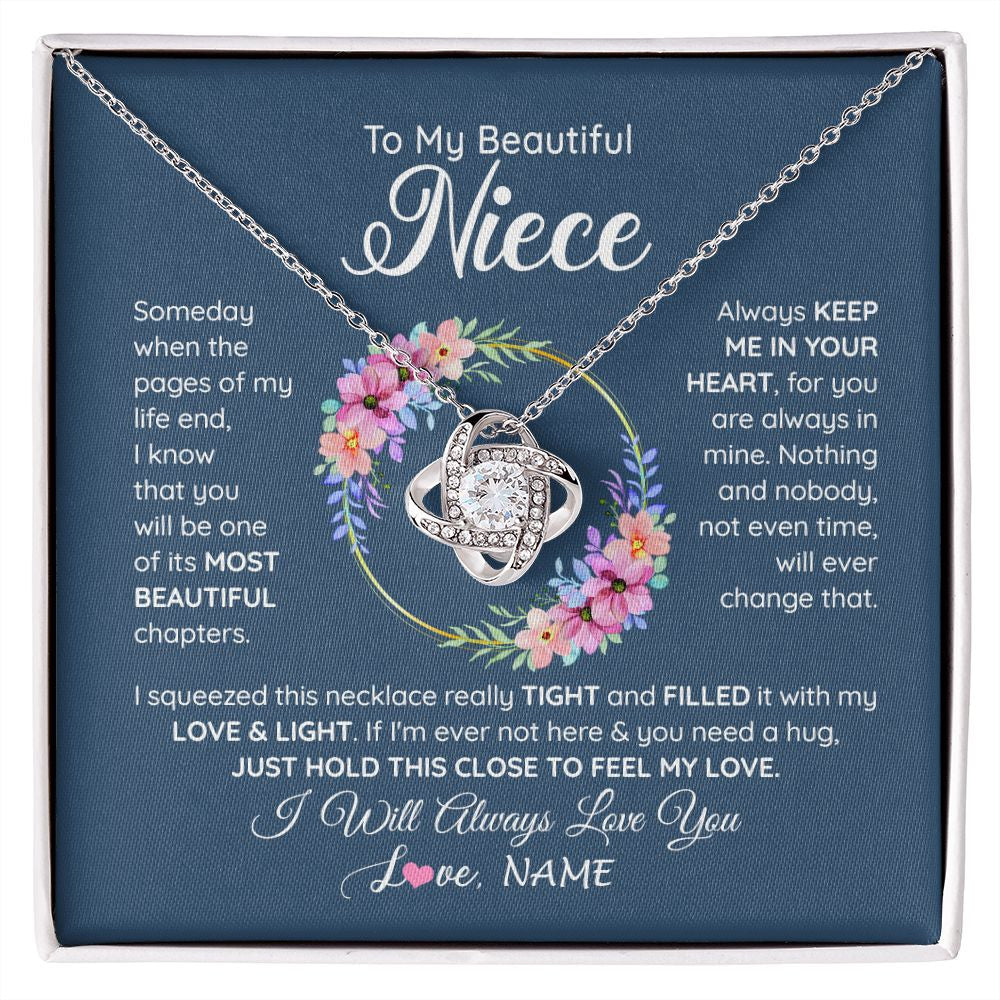 Love Knot Necklace | Personalized To My Beautiful Niece Necklace From Aunt Someday Someday When The Pages Niece Birthday Graduation Christmas Customized Gift Box Message Card | siriusteestore