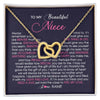 Interlocking Hearts Necklace 18K Yellow Gold Finish | Personalized To My Beautiful Niece Necklace From Aunt Uncle Auntie Feel My Love Niece Birthday Christmas Graduation Jewelry Customized Gift Box Message Card | siriusteestore