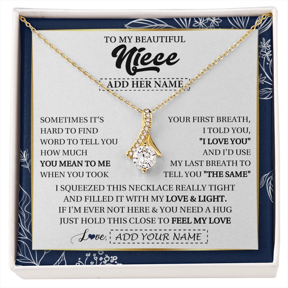 Alluring Beauty Necklace 18K Yellow Gold Finish | 1 | Personalized To My Beautiful Niece Necklace From Aunt Uncle Feel My Love Valentine Gifts For Niece Birthday Graduation Christmas Custom Gift Box Message Card | https://siriusteestore.