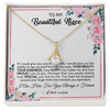Alluring Beauty Necklace 18K Yellow Gold Finish | 1 | Personalized To My Beautiful Niece Necklace From Aunt Uncle I Am Here For You Floral Niece Jewelry Pendant Birthday Christmas Customized Message Card | siriusteestore
