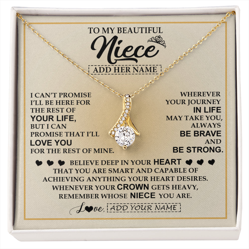 Alluring Beauty Necklace 18K Yellow Gold Finish | 1 | Personalized To My Beautiful Niece Necklace From Aunt Uncle Jewelry Present For Women Niece Birthday Mother's Day Wedding Day Christmas Gift Box Message Card | siriusteestore