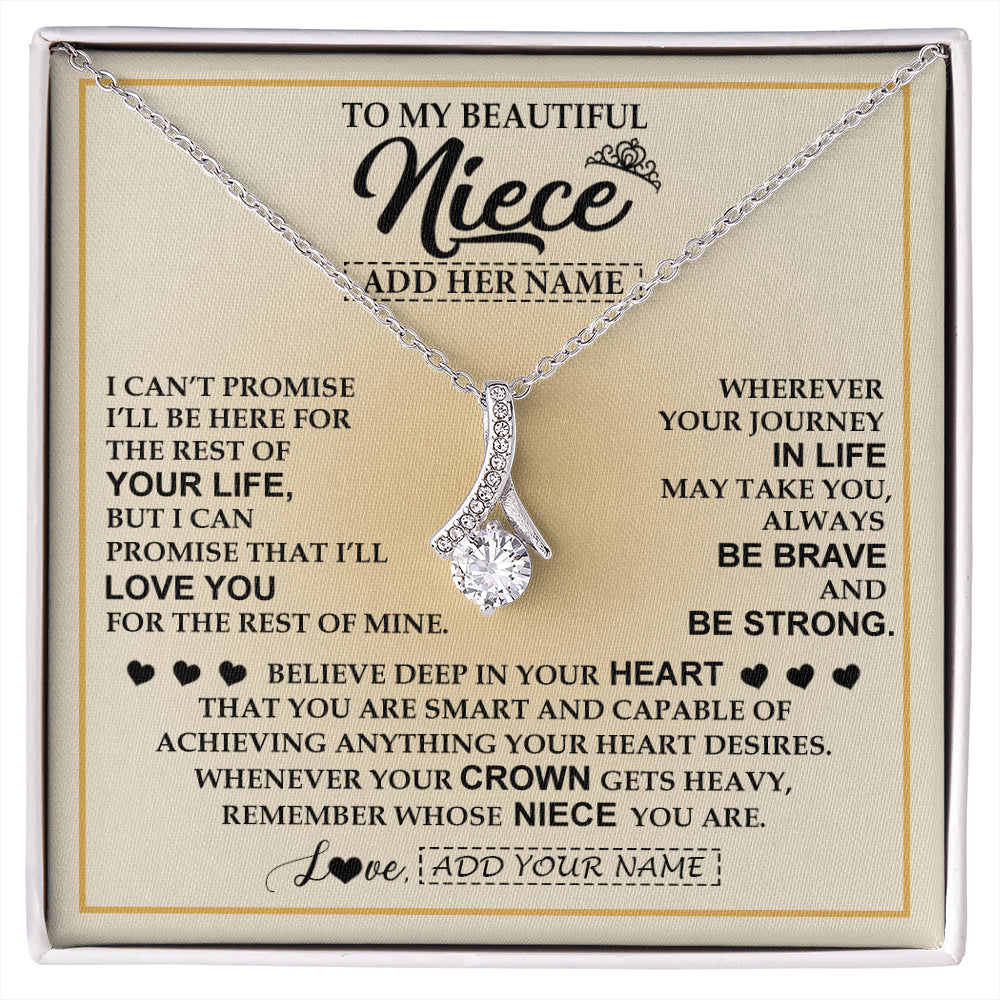 Alluring Beauty Necklace 14K White Gold Finish | 1 | Personalized To My Beautiful Niece Necklace From Aunt Uncle Jewelry Present For Women Niece Birthday Mother's Day Wedding Day Christmas Gift Box Message Card | siriusteestore
