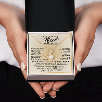 Alluring Beauty Necklace 18K Yellow Gold Finish | 2 | Personalized To My Beautiful Niece Necklace From Aunt Uncle Jewelry Present For Women Niece Birthday Mother's Day Wedding Day Christmas Gift Box Message Card | siriusteestore