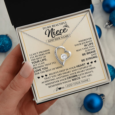 Forever Love Necklace 14K White Gold Finish | 2 | Personalized To My Beautiful Niece Necklace From Aunt Uncle Jewelry Present For Women Niece Birthday Mother's Day Wedding Day Christmas Gift Box Message Card | siriusteestore
