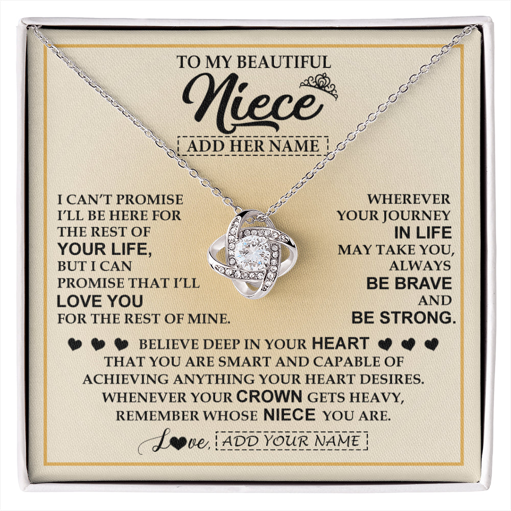 Love Knot Necklace 14K White Gold Finish | 1 | Personalized To My Beautiful Niece Necklace From Aunt Uncle Jewelry Present For Women Niece Birthday Mother's Day Wedding Day Christmas Gift Box Message Card | siriusteestore