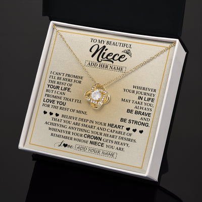 Love Knot Necklace 18K Yellow Gold Finish | 2 | Personalized To My Beautiful Niece Necklace From Aunt Uncle Jewelry Present For Women Niece Birthday Mother's Day Wedding Day Christmas Gift Box Message Card | siriusteestore