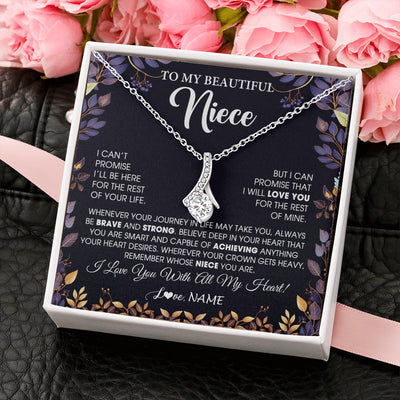 Alluring Beauty Necklace 14K White Gold Finish | 2 | Personalized To My Beautiful Niece Necklace From Aunt Uncle Promise Necklace Birthday Gift For Niece Graduation Christmas Customized Gift Box Message Card | siriusteestore
