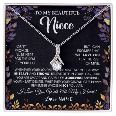 Alluring Beauty Necklace 14K White Gold Finish | 1 | Personalized To My Beautiful Niece Necklace From Aunt Uncle Promise Necklace Birthday Gift For Niece Graduation Christmas Customized Gift Box Message Card | siriusteestore