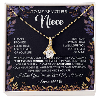 Alluring Beauty Necklace 18K Yellow Gold Finish | 1 | Personalized To My Beautiful Niece Necklace From Aunt Uncle Promise Necklace Birthday Gift For Niece Graduation Christmas Customized Gift Box Message Card | siriusteestore
