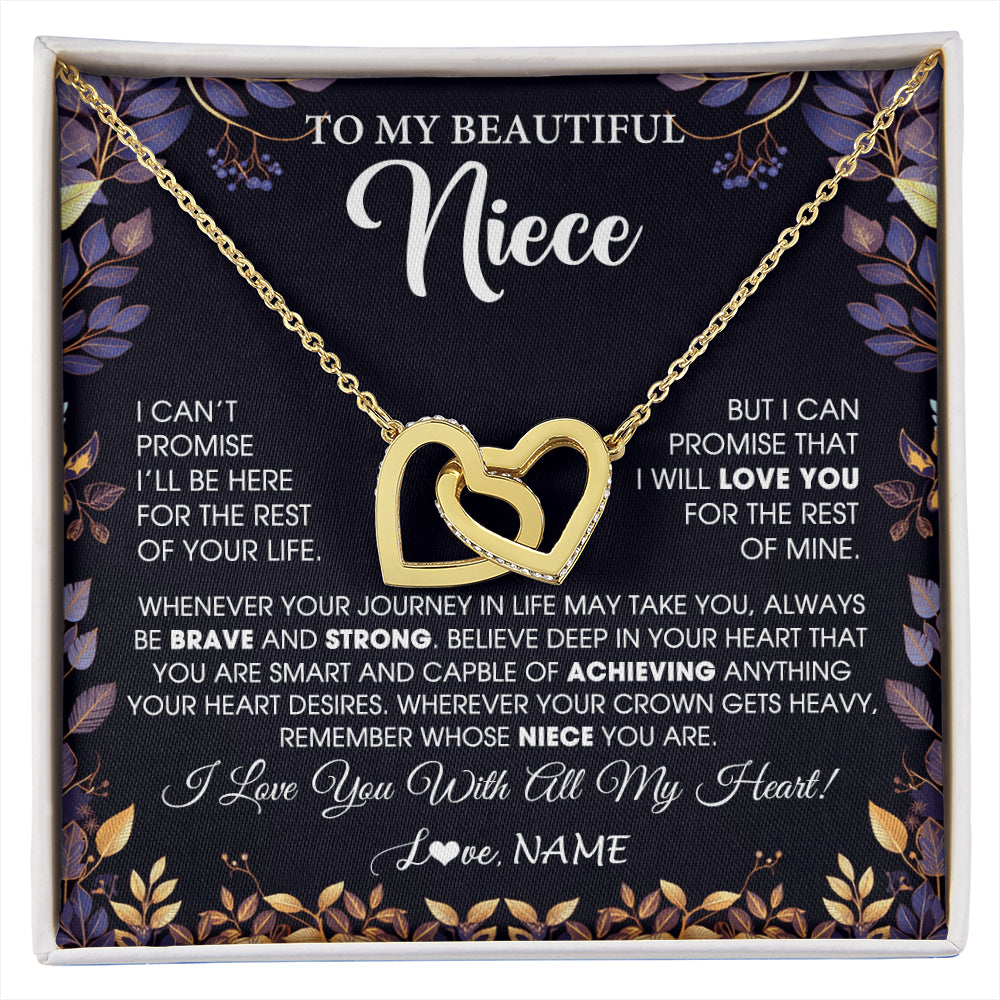 Interlocking Hearts Necklace 18K Yellow Gold Finish | 1 | Personalized To My Beautiful Niece Necklace From Aunt Uncle Promise Necklace Birthday Gift For Niece Graduation Christmas Customized Gift Box Message Card | siriusteestore
