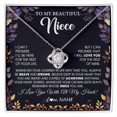 Love Knot Necklace 14K White Gold Finish | 1 | Personalized To My Beautiful Niece Necklace From Aunt Uncle Promise Necklace Birthday Gift For Niece Graduation Christmas Customized Gift Box Message Card | siriusteestore
