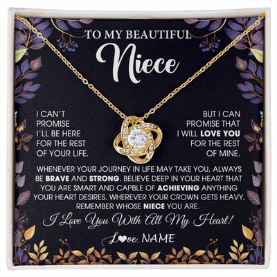 Love Knot Necklace 18K Yellow Gold Finish | 1 | Personalized To My Beautiful Niece Necklace From Aunt Uncle Promise Necklace Birthday Gift For Niece Graduation Christmas Customized Gift Box Message Card | siriusteestore