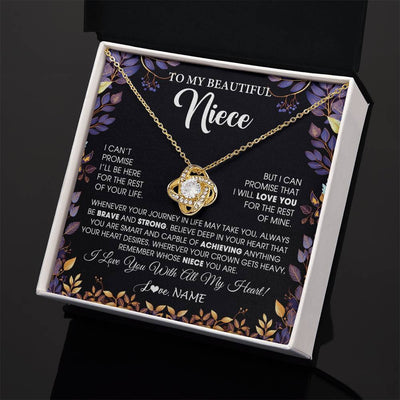 Love Knot Necklace 18K Yellow Gold Finish | 2 | Personalized To My Beautiful Niece Necklace From Aunt Uncle Promise Necklace Birthday Gift For Niece Graduation Christmas Customized Gift Box Message Card | siriusteestore