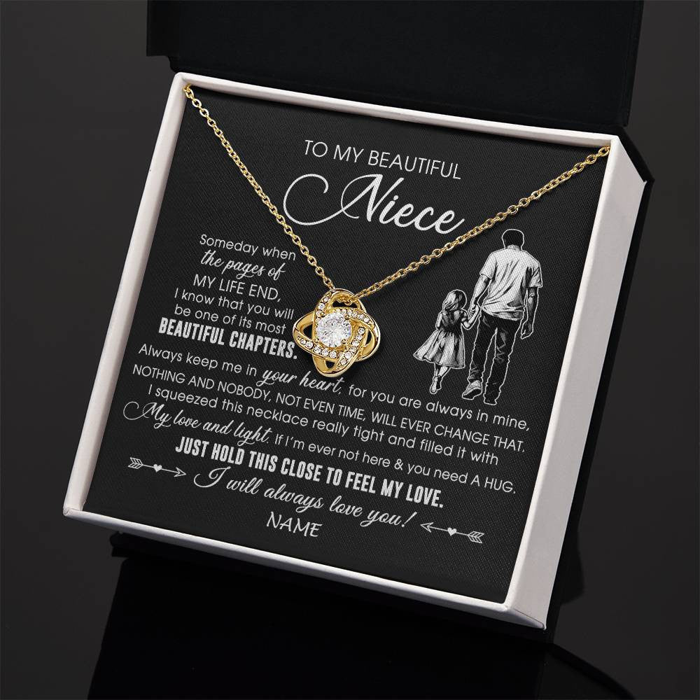 Love Knot Necklace 18K Yellow Gold Finish | 2 | Personalized To My Beautiful Niece Necklace From Uncle Always Love You Niece Birthday Graduation Christmas Customized Gift Box Message Card | siriusteestore
