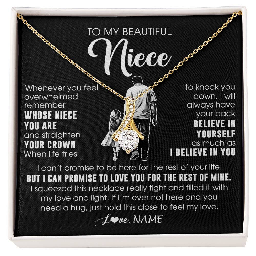 Alluring Beauty Necklace 18K Yellow Gold Finish | 1 | Personalized To My Beautiful Niece Necklace From Uncle Believe In Yourself Niece Birthday Gifts Jewelry Graduation Christmas Customized Message Card | siriusteestore