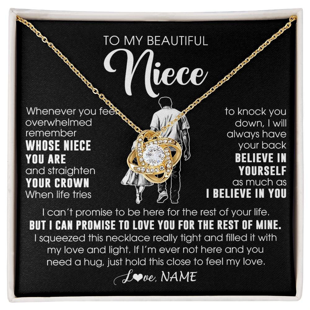 Love Knot Necklace 18K Yellow Gold Finish | 1 | Personalized To My Beautiful Niece Necklace From Uncle Believe In Yourself Niece Birthday Gifts Jewelry Graduation Christmas Customized Message Card | siriusteestore
