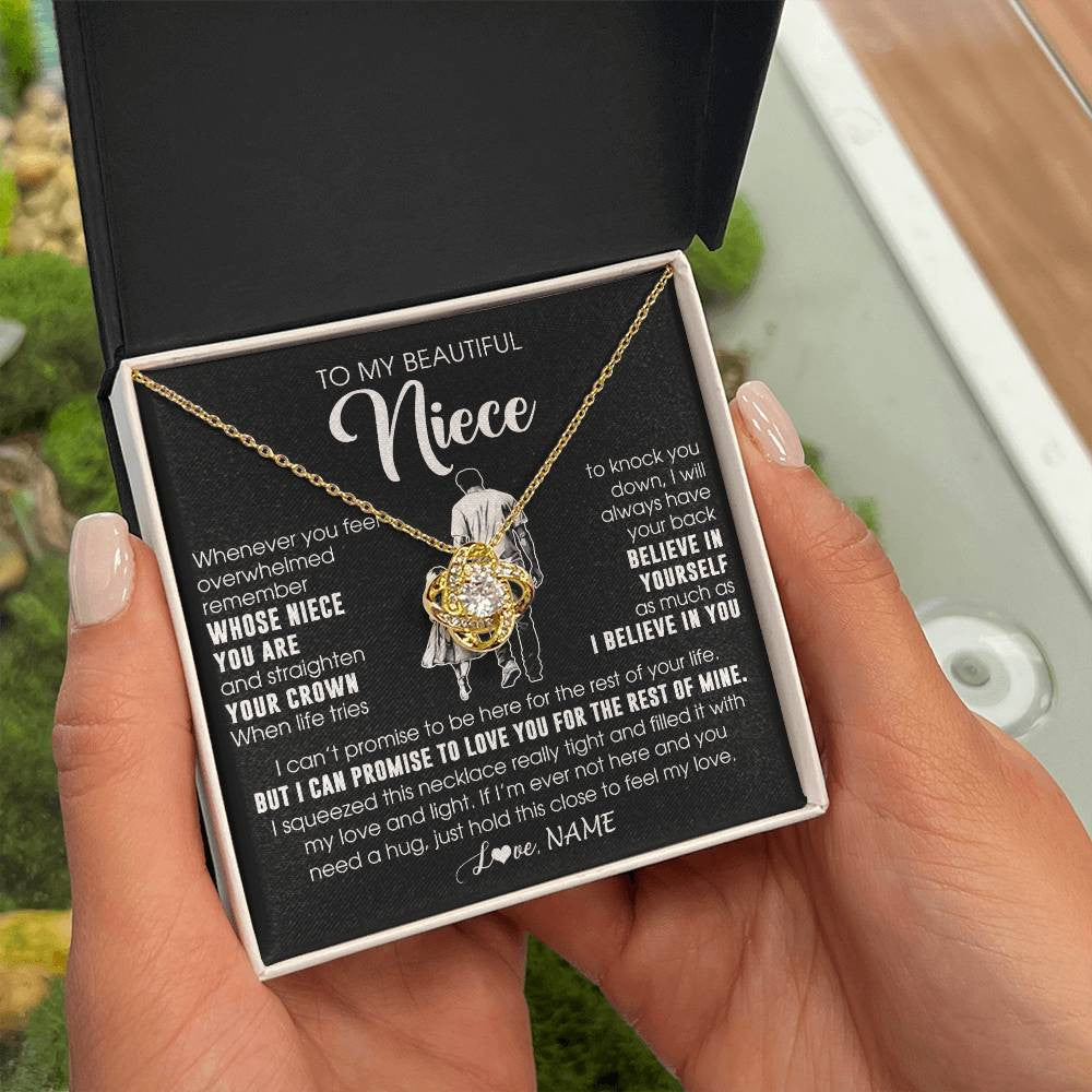 Love Knot Necklace 18K Yellow Gold Finish | 2 | Personalized To My Beautiful Niece Necklace From Uncle Believe In Yourself Niece Birthday Gifts Jewelry Graduation Christmas Customized Message Card | siriusteestore