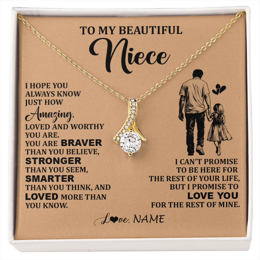 Alluring Beauty Necklace 18K Yellow Gold Finish | 1 | Personalized To My Beautiful Niece Necklace From Uncle Promise To Love You Niece Birthday Valentines Day Graduation Christmas Customized Gift Box Message Card | siriusteestore