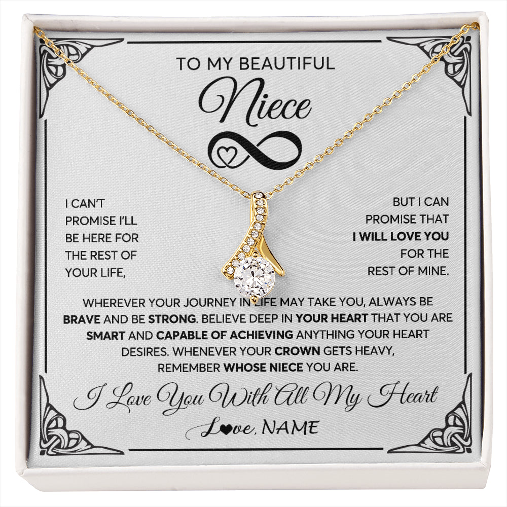 Alluring Beauty Necklace 18K Yellow Gold Finish | 1 | Personalized To My Beautiful Niece Necklace Women Girls From Aunt Uncle Love You Niece Birthday Gifts Jewelry Christmas Customized Gift Box Message Card | siriusteestore