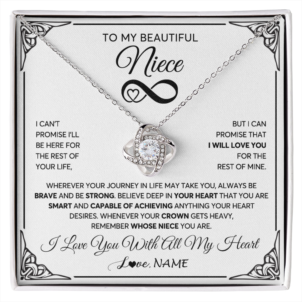 Love Knot Necklace 14K White Gold Finish | 1 | Personalized To My Beautiful Niece Necklace Women Girls From Aunt Uncle Love You Niece Birthday Gifts Jewelry Christmas Customized Gift Box Message Card | siriusteestore