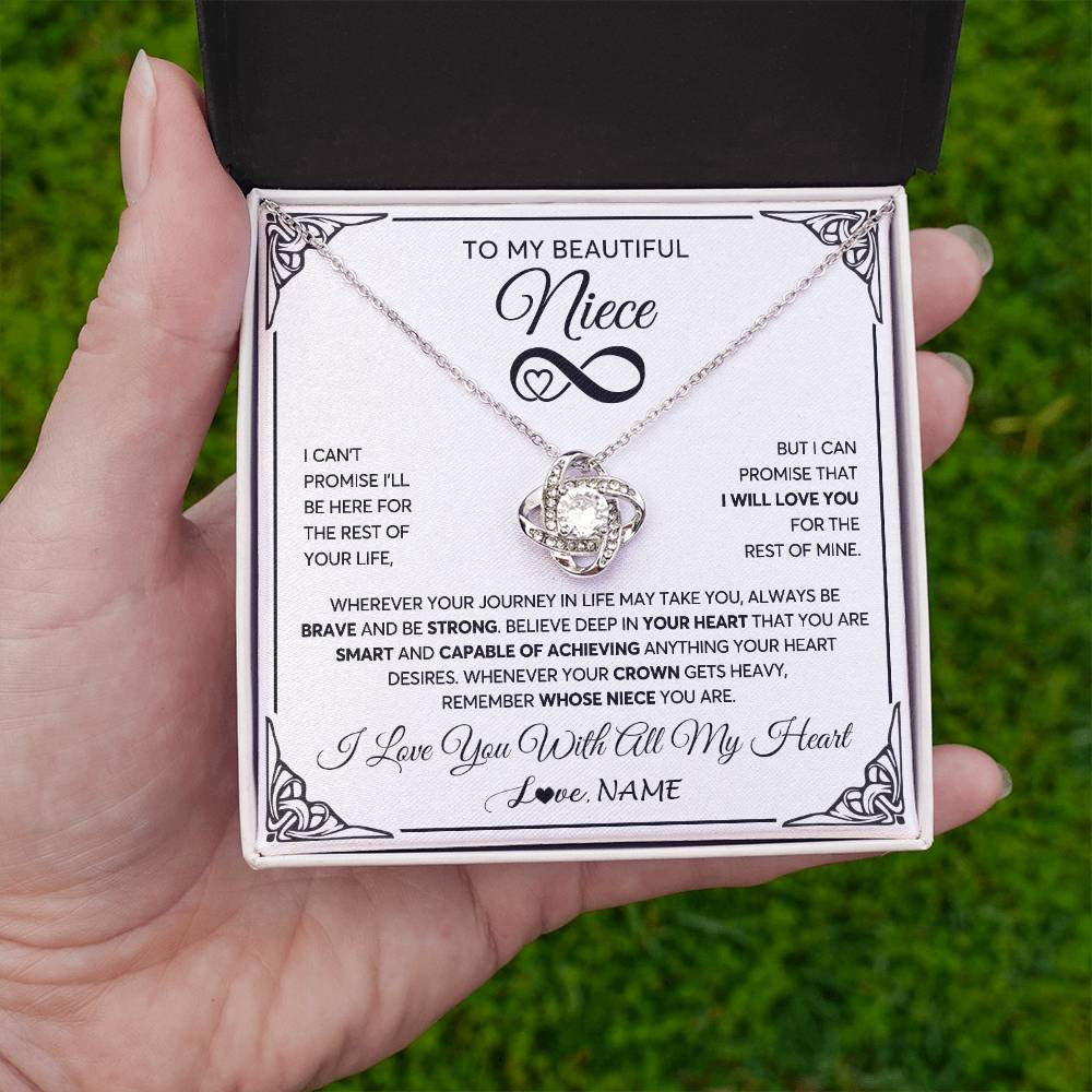 Love Knot Necklace 14K White Gold Finish | 2 | Personalized To My Beautiful Niece Necklace Women Girls From Aunt Uncle Love You Niece Birthday Gifts Jewelry Christmas Customized Gift Box Message Card | siriusteestore