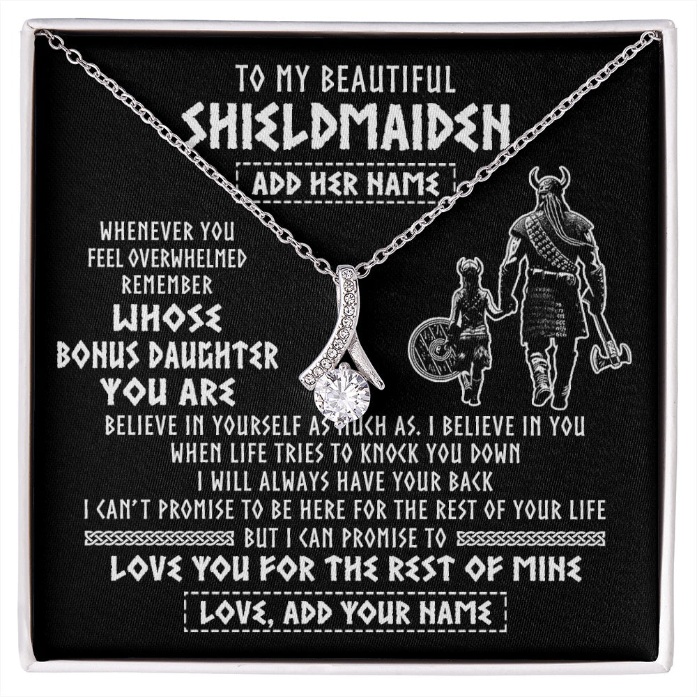 Alluring Beauty Necklace 14K White Gold Finish | 1 | Personalized To My Beautiful Shieldmaiden Viking Necklace Whenever You Feel Overwhelmed Bonus Daughter Birthday Gifts Christmas Custom Gift Box Message Card | siriusteestore.myshopify