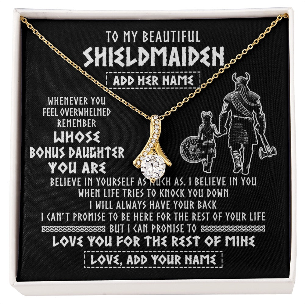 Alluring Beauty Necklace 18K Yellow Gold Finish | 1 | Personalized To My Beautiful Shieldmaiden Viking Necklace Whenever You Feel Overwhelmed Bonus Daughter Birthday Gifts Christmas Custom Gift Box Message Card | siriusteestore.myshopify