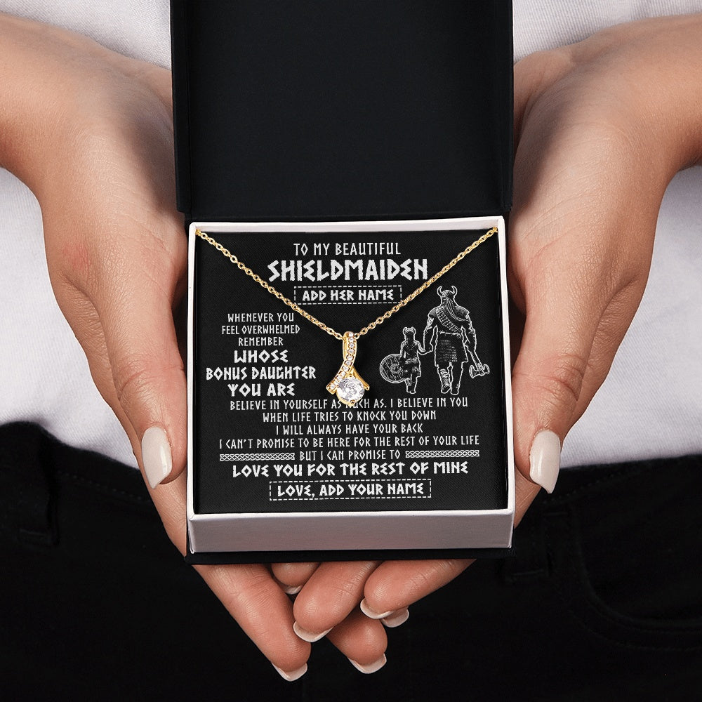 Alluring Beauty Necklace 18K Yellow Gold Finish | 2 | Personalized To My Beautiful Shieldmaiden Viking Necklace Whenever You Feel Overwhelmed Bonus Daughter Birthday Gifts Christmas Custom Gift Box Message Card | siriusteestore.myshopify