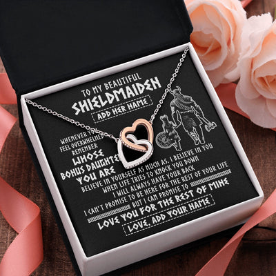 Interlocking Hearts Necklace Stainless Steel & Rose Gold Finish | 2 | Personalized To My Beautiful Shieldmaiden Viking Necklace Whenever You Feel Overwhelmed Bonus Daughter Birthday Gifts Christmas Custom Gift Box Message Card | siriusteestore.myshopify
