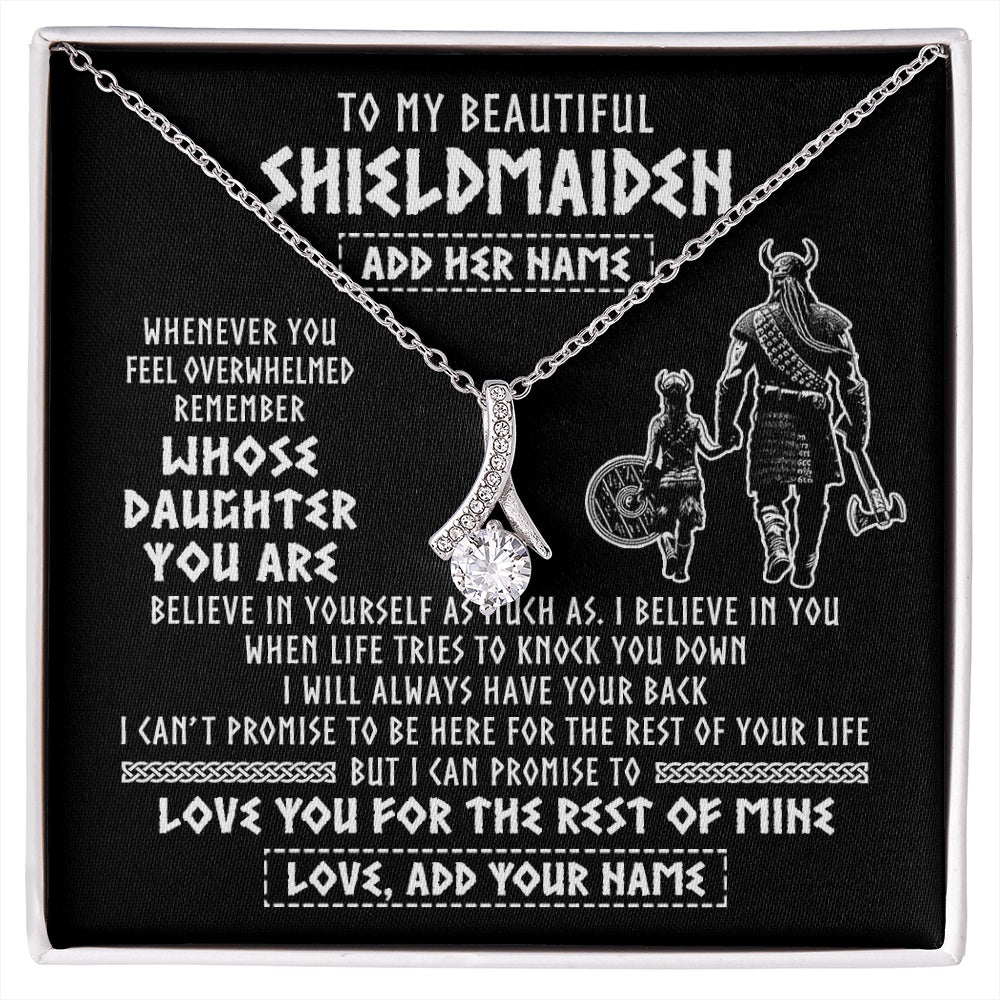 Alluring Beauty Necklace 14K White Gold Finish | 1 | Personalized To My Beautiful Shieldmaiden Viking Necklace Whenever You Feel Overwhelmed Daughter Birthday Gifts Christmas Customized Gift Box Message Card | siriusteestore.myshopify