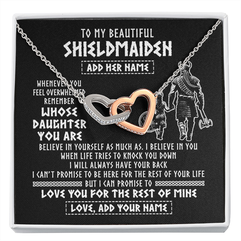 Interlocking Hearts Necklace Stainless Steel & Rose Gold Finish | 1 | Personalized To My Beautiful Shieldmaiden Viking Necklace Whenever You Feel Overwhelmed Daughter Birthday Gifts Christmas Customized Gift Box Message Card | siriusteestore.myshopify