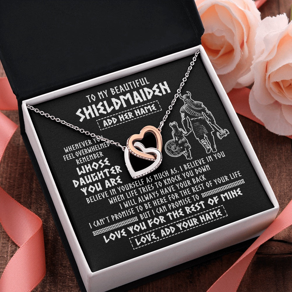 Interlocking Hearts Necklace Stainless Steel & Rose Gold Finish | 2 | Personalized To My Beautiful Shieldmaiden Viking Necklace Whenever You Feel Overwhelmed Daughter Birthday Gifts Christmas Customized Gift Box Message Card | siriusteestore.myshopify