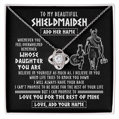 Love Knot Necklace 14K White Gold Finish | 1 | Personalized To My Beautiful Shieldmaiden Viking Necklace Whenever You Feel Overwhelmed Daughter Birthday Gifts Christmas Customized Gift Box Message Card | siriusteestore.myshopify