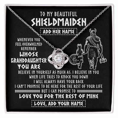 Love Knot Necklace 14K White Gold Finish | 1 | Personalized To My Beautiful Shieldmaiden Viking Necklace Whenever You Feel Overwhelmed Granddaughter Birthday Gifts Christmas Custom Gift Box Message Card | siriusteestore.myshopify