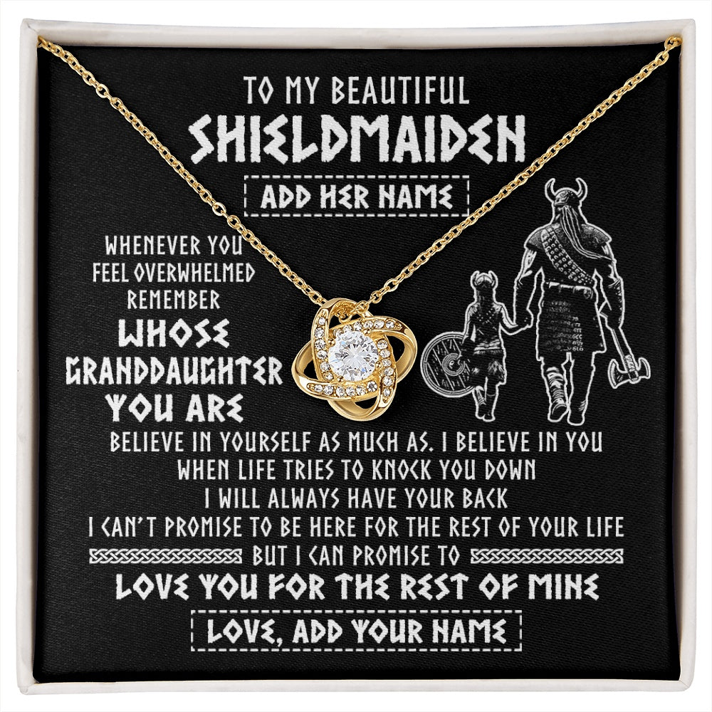 Love Knot Necklace 18K Yellow Gold Finish | 1 | Personalized To My Beautiful Shieldmaiden Viking Necklace Whenever You Feel Overwhelmed Granddaughter Birthday Gifts Christmas Custom Gift Box Message Card | siriusteestore.myshopify