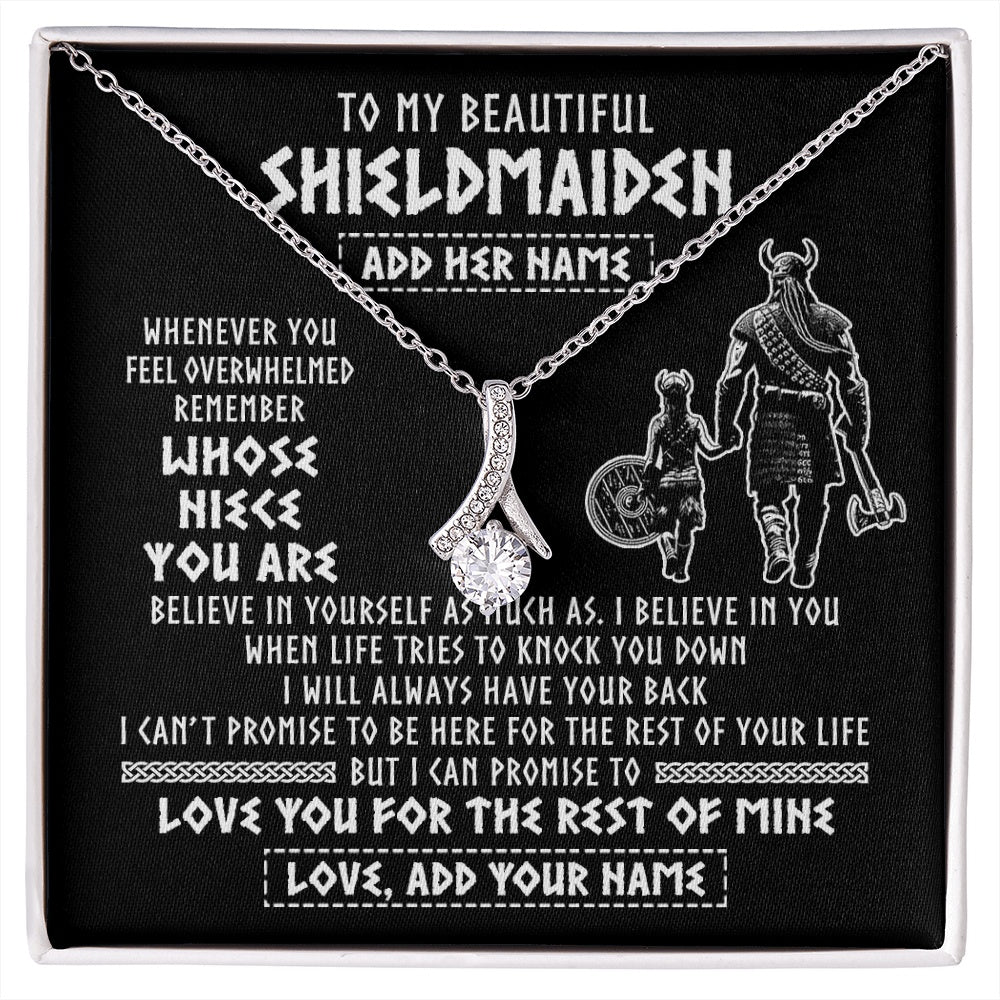 Alluring Beauty Necklace 14K White Gold Finish | 1 | Personalized To My Beautiful Shieldmaiden Viking Necklace Whenever You Feel Overwhelmed Niece Birthday Gifts Christmas Customized Gift Box Message Card | siriusteestore.myshopify