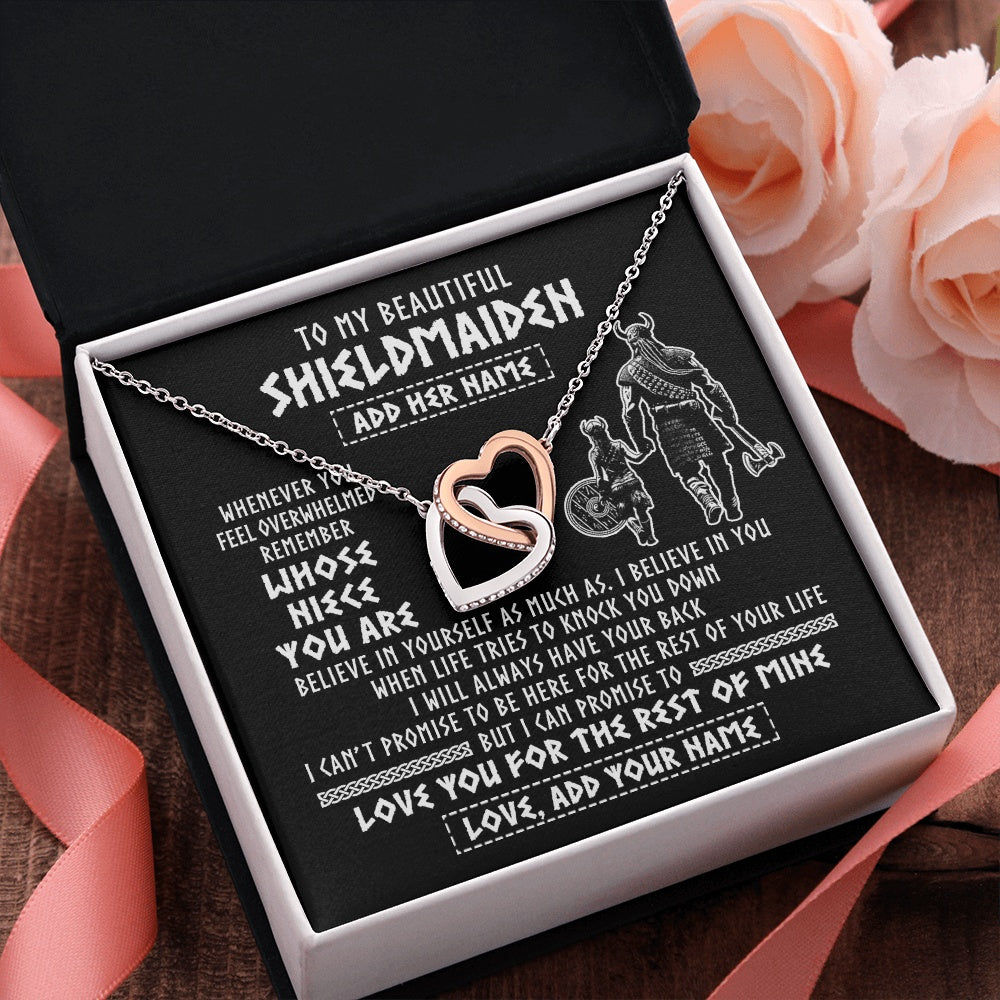 Interlocking Hearts Necklace Stainless Steel & Rose Gold Finish | 2 | Personalized To My Beautiful Shieldmaiden Viking Necklace Whenever You Feel Overwhelmed Niece Birthday Gifts Christmas Customized Gift Box Message Card | siriusteestore.myshopify