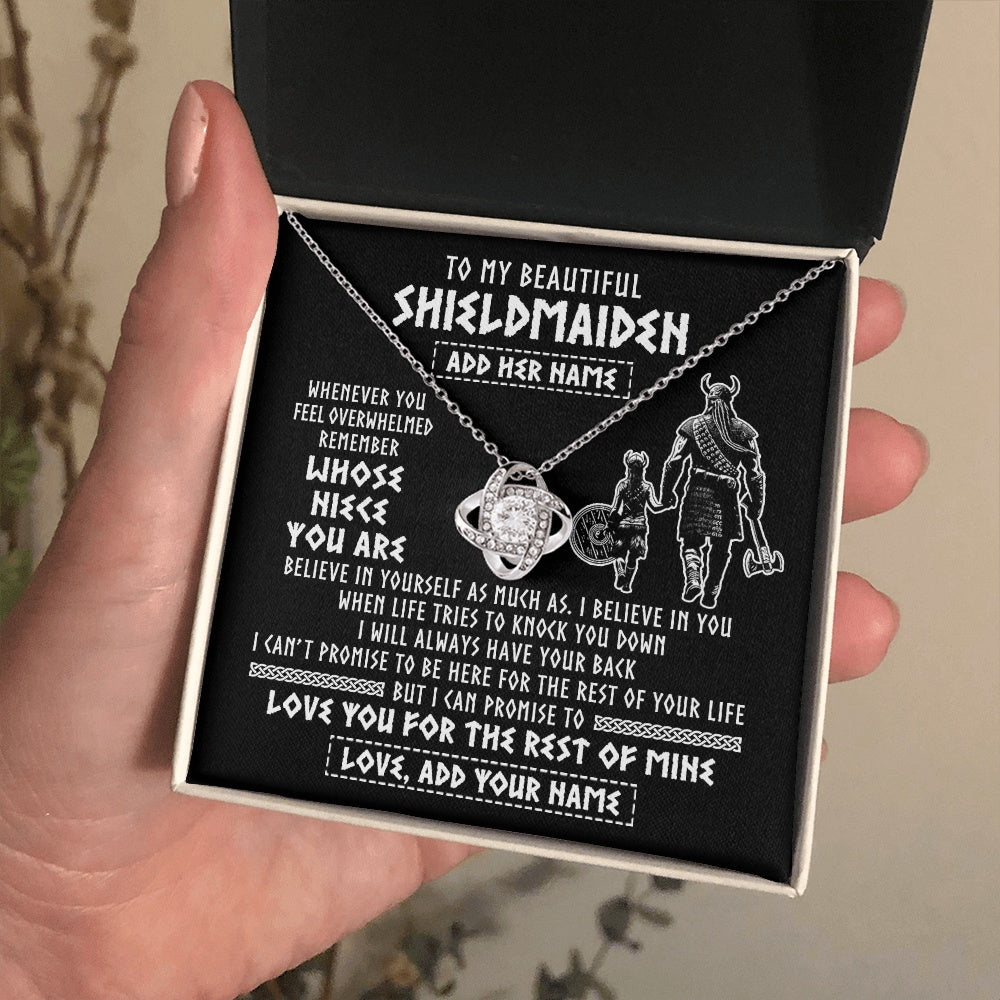 Love Knot Necklace 14K White Gold Finish | 2 | Personalized To My Beautiful Shieldmaiden Viking Necklace Whenever You Feel Overwhelmed Niece Birthday Gifts Christmas Customized Gift Box Message Card | siriusteestore.myshopify