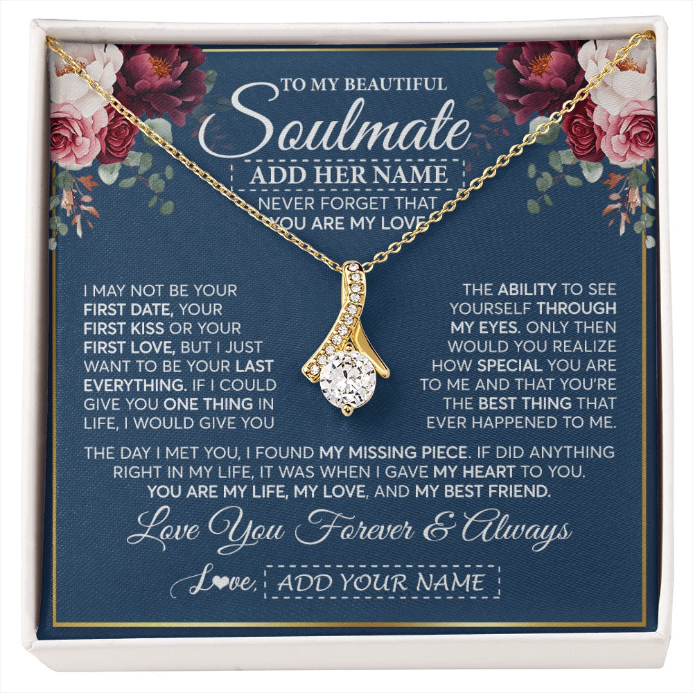 Alluring Beauty Necklace 18K Yellow Gold Finish | 1 | Personalized To My Beautiful Soulmate Gift Necklace You Are My Love Gifts For Wife From Husband Wife Birthday Valentines Day Custom Gift Box Message Card | siriusteestore.myshopify