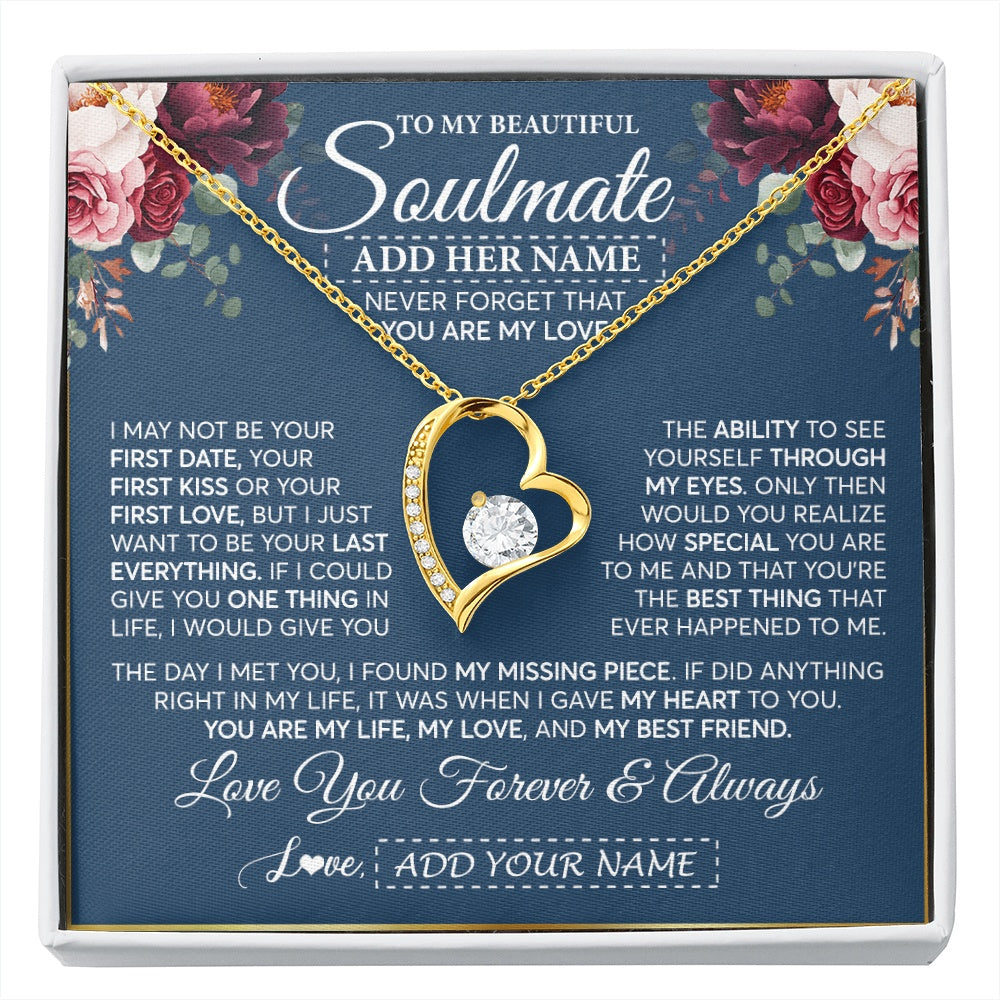 Forever Love Necklace 18K Yellow Gold Finish | 1 | Personalized To My Beautiful Soulmate Gift Necklace You Are My Love Gifts For Wife From Husband Wife Birthday Valentines Day Custom Gift Box Message Card | siriusteestore.myshopify