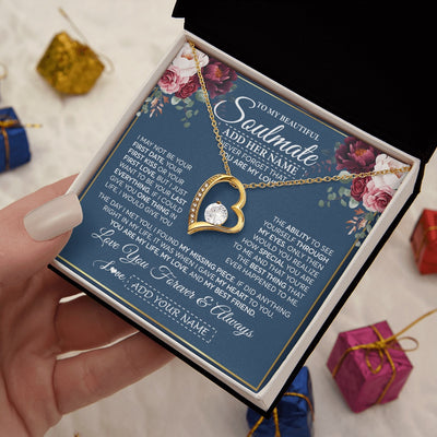 Forever Love Necklace 18K Yellow Gold Finish | 2 | Personalized To My Beautiful Soulmate Gift Necklace You Are My Love Gifts For Wife From Husband Wife Birthday Valentines Day Custom Gift Box Message Card | siriusteestore.myshopify